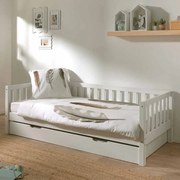 Cama infantil FRITZ (90x200) + Gaveta inferior + Estrado Branca