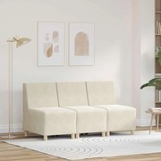 vidaXL Unidade de Sofá Modular Sem Braços 3 pcs Creme 55 x 74 x 82 cm