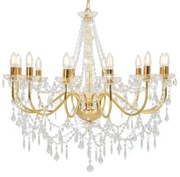 Lustre com contas lâmpadas 12 x E14 dourado