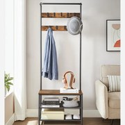 Bengaleiro entrada com banco para sapatos 32,2 x 64 x 180 cm Castanho Vintage-preto