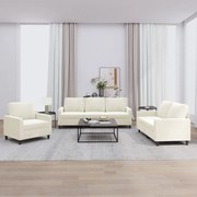 vidaXL 3 pcs conjunto de sofás com almofadões veludo cor creme