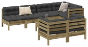 vidaXL 8 pcs conj. sofás jardim c/ almofadões madeira pinho impregnada