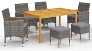vidaXL 7 pcs conjunto de jantar para jardim cinzento