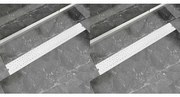 VidaXL Dreno de chuveiro linear 2 pcs bolhas 930x140 mm aço inoxidável