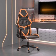 Cadeira gaming massagens couro artificial preto e laranja