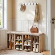 Sapateira com assento 30 x 104 x 48 cm castanho camel