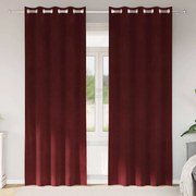 Cortinas Blackout vidaXL com Ilhós 2 pcs Vermelho Bordô Veludo