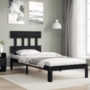 Estrutura de cama com cabeceira 100x200 cm madeira maciça preto