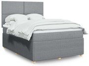 vidaXL Cama com molas/colchão 160x200 cm tecido cinzento-claro