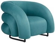 Poltrona KARLOVY – 90x70x80 cm – Tecido Velvet Turquesa e Base Metálic