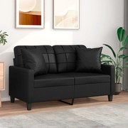 vidaXL Sofá 2 lugares + almofadas decorativas 120cm couro artif. preto