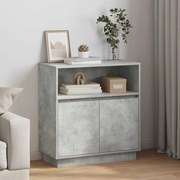 vidaXL Aparador com LED Cinza Concreto 71x34,5x75 cm Madeira de Engenharia