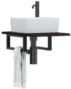 vidaXL Prateleira de parede p/ lavatório aço/madeira carvalho maciça