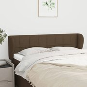 Cabeceira de cama c/ abas tecido 147x23x78/88cm castanho-escuro