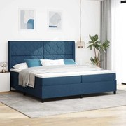 vidaXL Cama Box Spring LED com colchão Azul 200 x 200 cm tecido