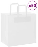 vidaXL Sacos de papel 50 unid com alças branco 26x17x25 cm