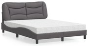 Cama com colchão 120x200 cm couro artificial cinzento