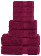 vidaXL 8 pcs Conjunto de toalhas premium SOLUND 600 gsm bordô