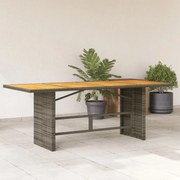 vidaXL Mesa de jardim com tampo em acácia 190x80x75 cm vime PE cinza