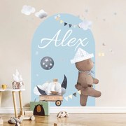 Autocolantes de parede com nome - Arco com urso