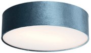 Candeeiro de teto moderno azul 40 cm com interior dourado - Drum Moderno