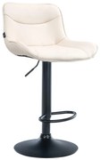 Banco alto em couro sintético com estrutura preta 85-106 x 49 x 51 cm cor creme