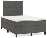 vidaXL Cama box spring colchão LED 120x190cm couro artif. cinza-escuro