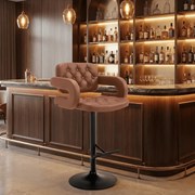 Banco de bar Dublin de couro sintético Castanho