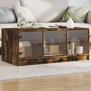 vidaXL Mesa de centro c/ portas de vidro 102x50x42 cm carvalho fumado