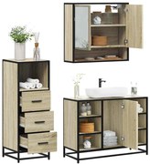 vidaXL 3 pcs conj. móveis casa banho derivados madeira carvalho sonoma