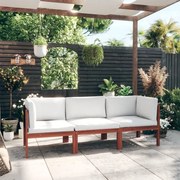 vidaXL vidaXL Sofá de jardim de 3 lugares com almofada em madeira de acácia e corda