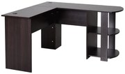 HOMCOM Secretária de Canto Mesa de Computador para Escritório Casa em Forma de L com Prateleiras 136x130x72 cm Marrom Escuro | Aosom Portugal