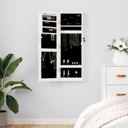 vidaXL Móvel para joias de parede espelhado 30x8,5x90 cm branco