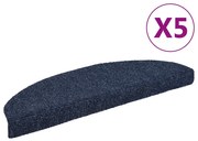 vidaXL Tapetes de escada autoadesivos 5 peças 65x21x4 cm azul semicircular grande
