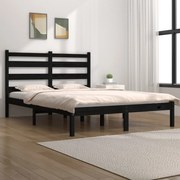 Estrutura cama casal pequena 4FT 120x190 cm pinho maciço preto