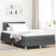 Cama com Molas com Colchão e LED Cinza Escuro 120x190 cm Tecido