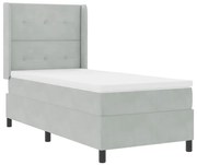 vidaXL Cama Box com cabeceira Cinzento-claro 90 x 190 cm Veludo