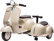 AIYAPLAY Mota Elétrica Infantil VESPA com 2 Assentos, Arranque Suave, Luz, Música, USB e Arrumação, Creme | Aosom Portugal