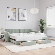 vidaXL Sofá-cama c/ gavetão e gavetas 90x200 cm veludo cinzento-claro