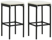 vidaXL Bancos de bar com almofadões 2 pcs vime PE preto