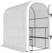 Outsunny Estufa de Jardim com Prateleiras de 2 Níveis e Porta Enrolável, em Aço e PE, 123x187x189 cm, Branco | Aosom Portugal