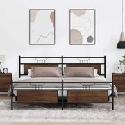 vidaXL Estrutura cama sem colchão 200x200cm metal carvalho castanho