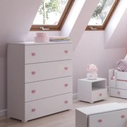 Cómoda Emily branca 102x80x40cm - puxadores rosa