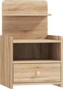 HOMCOM Mesa de apoio, criado-mudo com armazenamento, painel de partículas, antitombamento, moderno, Madeira natural | Aosom Portugal