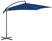 Guarda-sol de jardim cantilever c/ poste de aço 250x250 cm azul