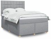 vidaXL Cama com molas/colchão 140x190 cm tecido cinzento-claro