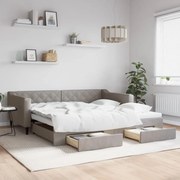 vidaXL Sofá-cama c/ gavetão/gavetas 100x200cm tecido cinza-acastanhado