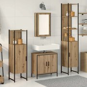 vidaXL Conjunto de Mobiliário para Banheiro de 4 Peças em Carvalho Artisan e Madeira Derivada