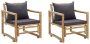 vidaXL Cadeiras de jardim c/ almofadões 2 pcs bambu