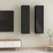 vidaXL Móveis de TV 2 pcs derivados de madeira preto brilhante
